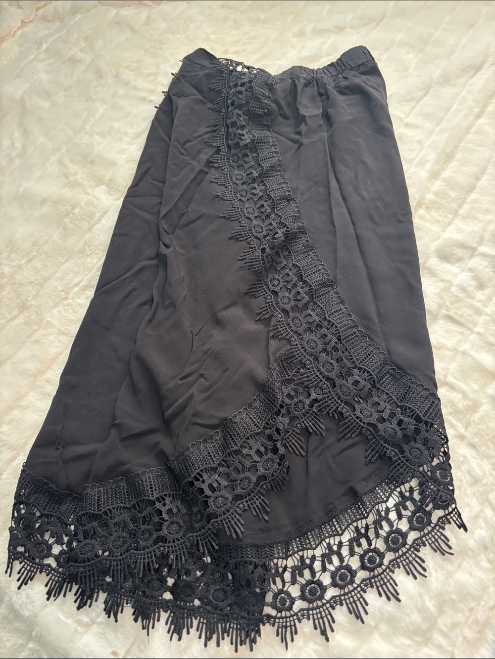 Black Crochet Trim Wide-Leg Pants sz: small - Picture 5 of 6